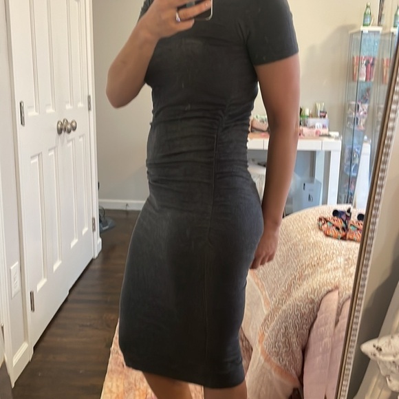 Rosie Pope Ruched Gray Modal Maternity Ruth Dress - Picture 3 of 9